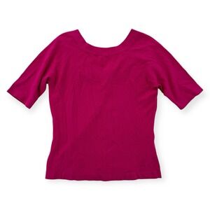 Talbots Collection Sweater Womens Medium Pink Reversible V-Neck / Scoop USA NWT